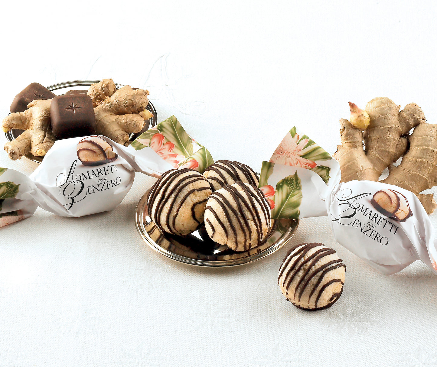 Mjuka Premium Amaretti Mandelkakor Mörk Choklad & Ingefära