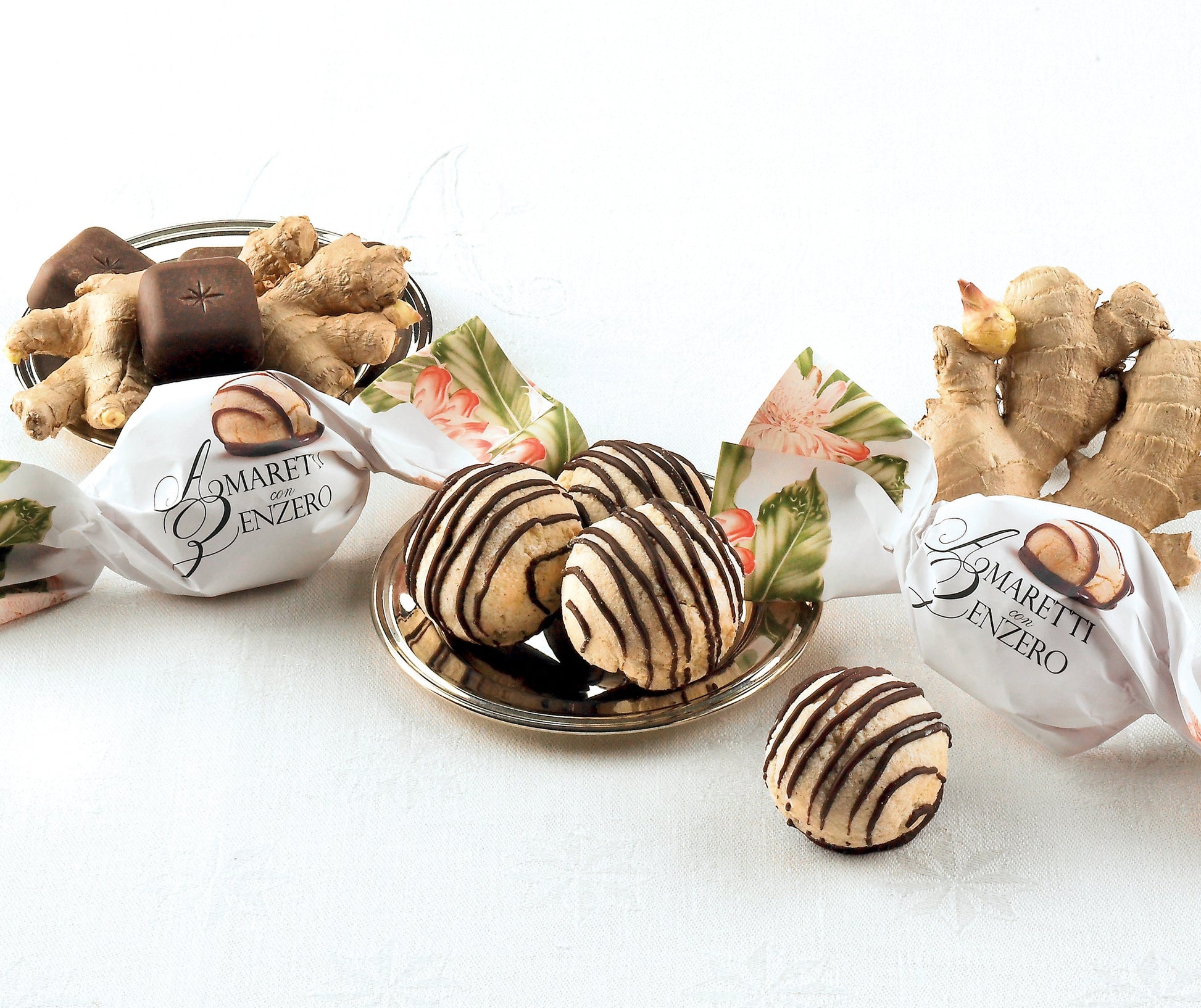 Mjuka Premium Amaretti Mandelkakor Mörk Choklad & Ingefära