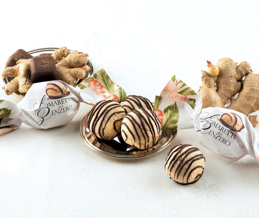 Mjuka Premium Amaretti Mandelkakor Mörk Choklad & Ingefära